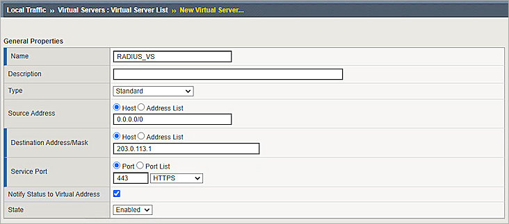 Screenshot of F5 Big-IP, Add Virtual Server 1